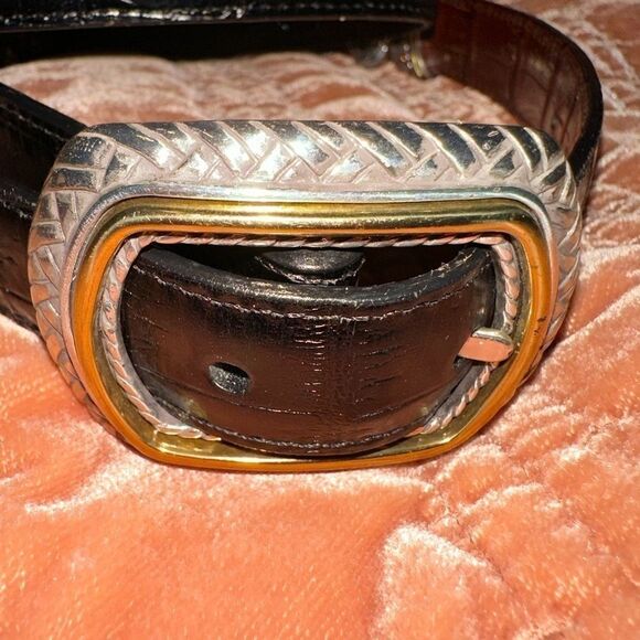 Brighton Vintage Black and Brown Leather Reversible Belt Size L/34 - Picture 3 of 10